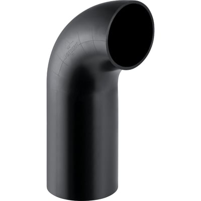 Sort Geberit PEH-bøjning på 90° og 40 mm med langt, lige rørstykke og åbning øverst.