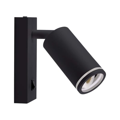 V-Tac Pro væghængt spotlys i sort aluminium med justerbar lampehoved og GU10 fatning.