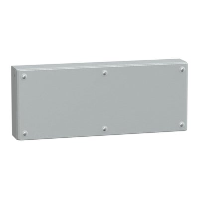 Schneider Electric klemkasse SBM i metal med dimensionerne 200x500x80 mm, RAL 7035 grå og IP66-klassificering.