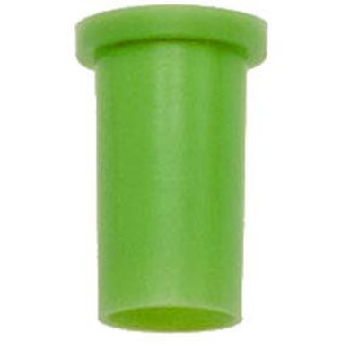 Grøn plast-tylle nummer 9, glat design til brug som slangebeskyttelse, isoleret på hvid baggrund.