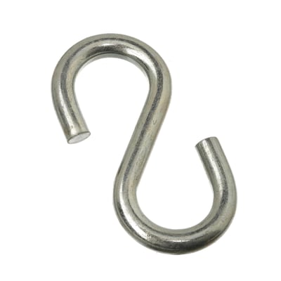 MichLar galvaniseret S-krog på 10x100mm, med en glat og holdbar overflade, isoleret på hvid baggrund.