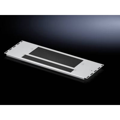 Rittal VX IT flangeplade modul, 600x237,5 mm, ventileret design med perforeret indsats og perforeret bakke for optimal luftgennemstrømning.