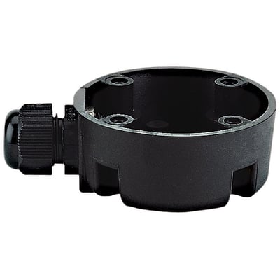 Sort Siemens-adapterfod 8WD4308-0DD med rund åbning og kabeludgang på siden, set skråt oppefra.