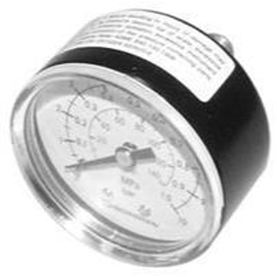 Manometer med 40mm diameter, 1/8" gevind og et måleområde på 0-1,6 bar, beregnet til bagudmontering.