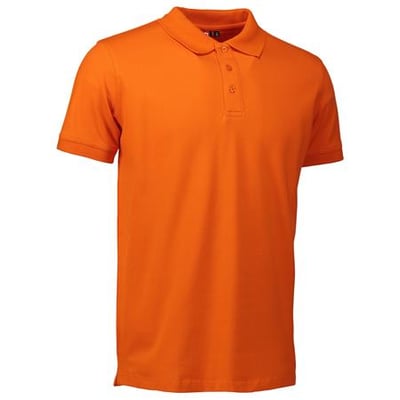 ID Identity orange polo shirt i str. 2XL, fremstillet i piquékvalitet med stretch og tre tone-i-tone knapper.