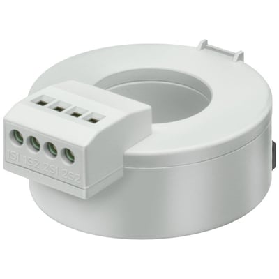 Siemens summationsstrømtransformer med 20mm hul og mærkestrøm på 40A, med terminalblok og mærkning 1S1, 1S2, 2S1, 2S2.