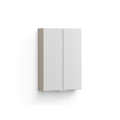Svedbergs Intro spejlskab i sand, 50 x 70 x 13,5 cm, set forfra med to høje spejllåger.