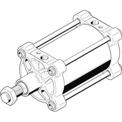 Festo standardcylinder DSBG-160-50-P-N3 med 160mm stempeldiameter og 50mm slaglængde i teknisk tegning.