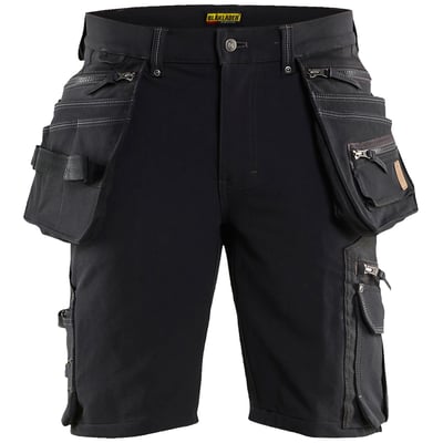 Blåkläder Workwear håndværker shorts i sort, størrelse C54, med mange praktiske lommer og 4-vejs stretch materiale.