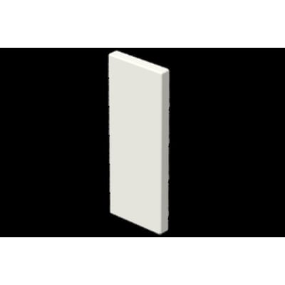 Endestykke WGX-S ES 170x65 i hvid RAL9010/60 fra Lauritz Knudsen, vist fra siden med en let vinkel.