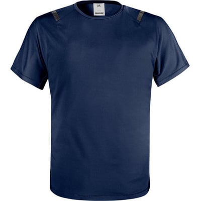 Kansas Fristads Green funktionel T-shirt 7520 GRK i mørk marine med korte ærmer, set forfra.