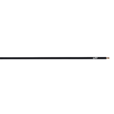 Lapp LiFY 1X1,5 GNYE fleksibel ledning, vist horisontalt med sort isolering og synlig kobberleder.