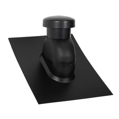 SabetoFlex universal taghætte til paptag i sort ABS med 125 mm diameter og kondensisoleret nippelrør.