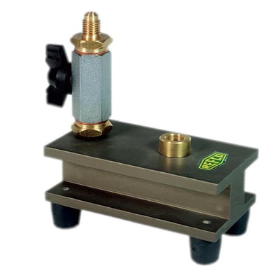 Refco fyldestand 10612-50 til R600-engangscylinder med metalfod, messinggevind og sort drejeknap.