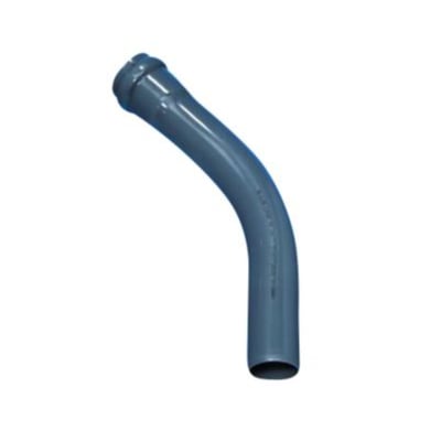 Wavin PVC-bøjning til jordlagte ledninger, 63 mm, 45 grader, grå RAL7011 uPVC, vist på hvid baggrund.