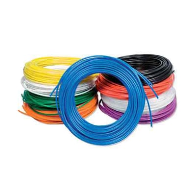 Parker Hannifin APE FDA fødevaregodkendt slange, blå, 9x12mm diameter og 75m længde, vist i et bundt med andre farvede slanger.