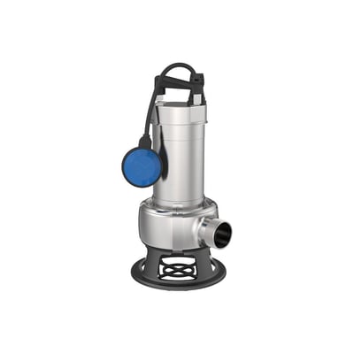 Grundfos AP spildevandspumpe med 2" nippel og løs niveauvippe, fremstillet i holdbart rustfrit stål.