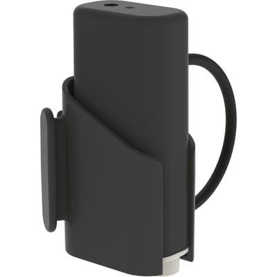 Oras Electra 3V batteriboks i sort plast med en integreret holder og en sort kabeludgang på højre side.