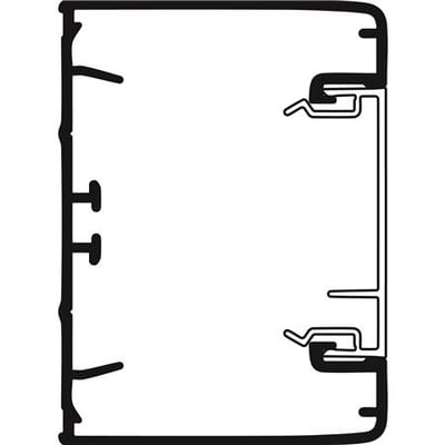 Schneider Electric OptiLine 45 kanaldel, profil i aluminium med eloxeret finish, 75x55 mm, visende monteringsdetaljer.
