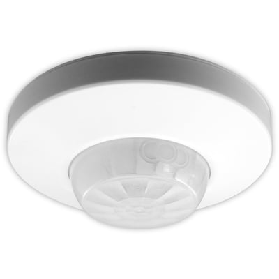 Niko KNX bevægelsessensor til loftmontering med 40m rækkevidde og 360 graders detektion, hvid og klar plast.