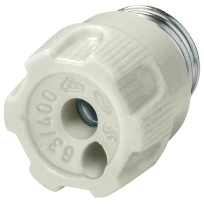 Siemens NEOZED sikringshoved 5SH4 D01 16A i hvid porcelæn med inspektionshul og gevind for montering.