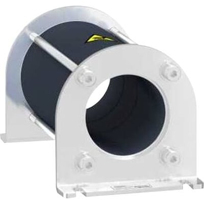 Schneider Electric common mode filter til 0,75 - 4 KW med 146,4 uH, fremstillet af metal og sort materiale med gul advarselssymbol.