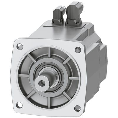 Siemens SIMOTICS S-1FK2 CT servomotor med 18 Nm drejningsmoment og cylindrisk aksel, set fra fronten med monteringshuller.