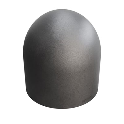 Grå Indura endebund i P265GH stål med målene 33,7 x 3,2 mm og en højde på 38 mm.