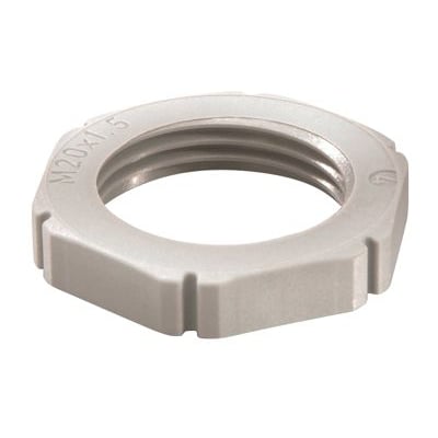 Wiska møtrik i grå polyamid med M50 gevind, perfekt til industrielle applikationer.