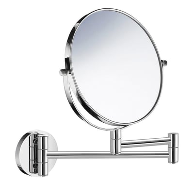 Forkromet, rundt sminkespejl fra Beslagsboden med 220mm dybde og vægmontering, vist på hvid baggrund.