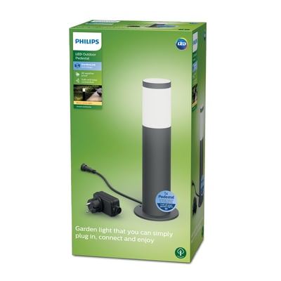Emballage til Philips Lighting GardenLink pullert base kit med integreret LED, 2700K, IP44 i antracit stål.