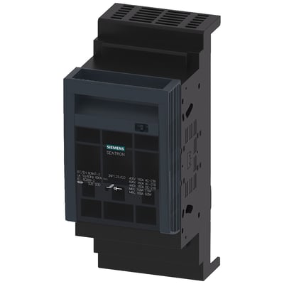 Siemens SENTRON sikringsafbryder 3NP1, 3-polet, NH000, 160A med tydelig mærkning af specifikationer og Siemens logo på fronten.