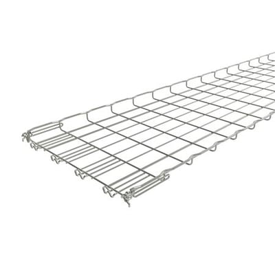 Detalje af Legrand Gitterbakke FC, der viser den syrefaste rustfri 316L A4 overflade og Fasclic+ samlingsmekanisme.