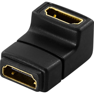 DeLOCK HDMI-adapter med 19-pin hunstik i begge ender, vinklet sort hus og synlige guldpletterede kontakter.