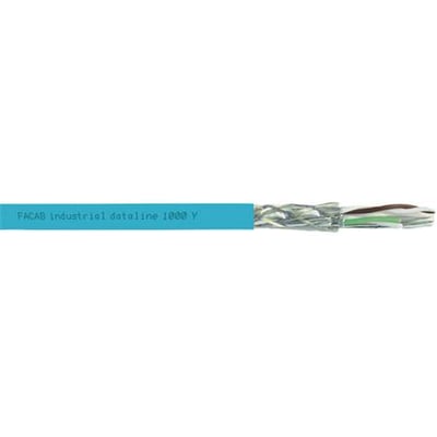 Faber Industrial Dataline P200 FC Flex (B) SFTP PVC Kat.5e kabel med grøn kappe, viser afskåret ende med indre ledere.