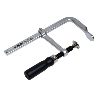 Ironside skruetvinge på 160 x 80 mm med lys metalfinish, profileret skinne og sort træhåndtag.