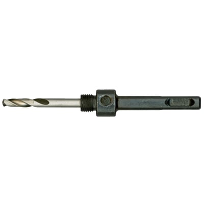 Viking hulsavholder M34 SDS+ med kort HSS forbor til 14-30 mm hulsave, viser den samlede længde og SDS+ skaft.