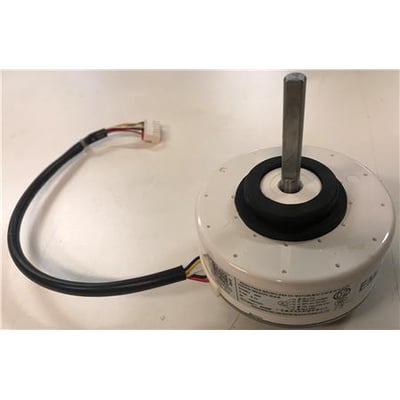 Solar Plus børsteløs DC motor til varmepumpe indedel, MSA-09 / MSA-12 modeller, vist med aksel og kabel.