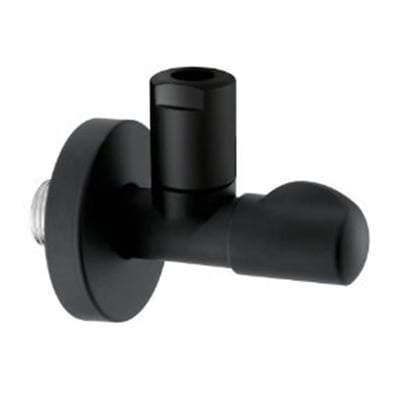 Linea Design stopventil i matsort med 1/2" rørgevind og 3/8" tilslutning, 49mm længde.