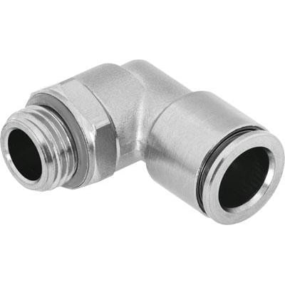 Festo vinkel-forskruning NPQH-L-G14-Q6-P10 med G1/4 tom gevind og 6 mm indstik, fremstillet i metal.
