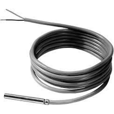 Siemens QAP22 kabelføler med 2 meter grå PVC-ledning og LG-Ni1000 sensor, klar til installation.
