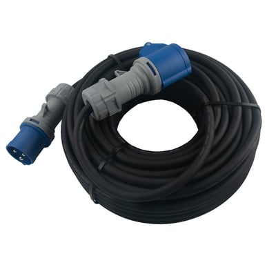 25M CEE 3P forlængerkabel på 16A med 3G2,5 H07RN-F kabel og IP44 klassificering.