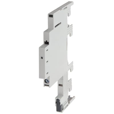 Siemens Modul N 8US1, et 5-polet 9x160mm samleskinnesystem i hvid plast, vist fra siden.