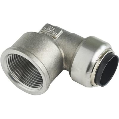 Roth vinkel 18 x 3/4" muffe i rustfri stål med 90 graders bøjning og muffeforbindelse.