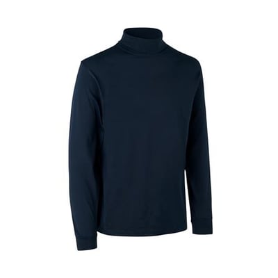 ID Identity navy t-shirt med rullekrave og lange ærmer, vist på hvid baggrund. Størrelse S.