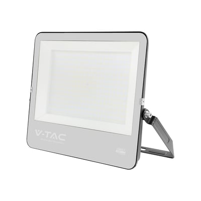 V-TAC 300W LED projektør i grå aluminium med Cree chip, 4000K lysfarve og justerbart monteringsbeslag.