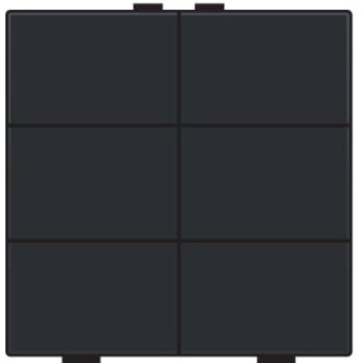 Niko 6-tryk med sort belægning (NHC) frontvisning. Multifunktionelt betjeningspanel til lys og scenarier.