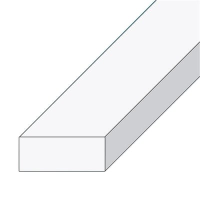 Tegning af den flade aluminiumsprofil på 2 x 30 mm, vist som en lang, lige skinne med synlig endeflade.