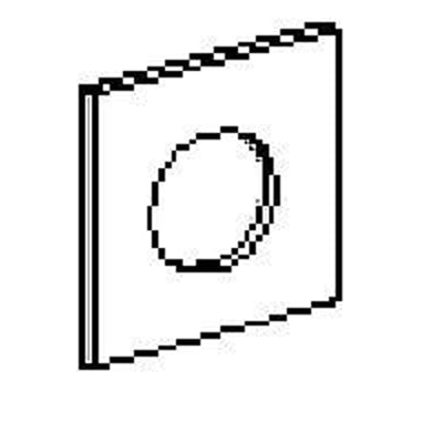 Schneider Electric skilt i sølvfarve (45x45 mm) med et cirkulært hul til betjening.