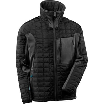 Sort/mørk antracit Mascot termojakke i 3XL med CLIMASCOT materiale, høj krave og lynlåse.